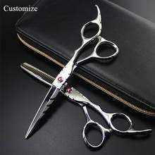 Customize professional Japan 440c 5.5 & 6 inch pink hair salon scissors cutting barber thinning shears hairdressing scissors set 2024 - buy cheap