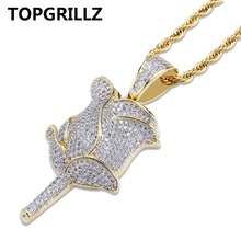 TOPGRILLZ Gold Rose Flower Petals Necklace & Pendant With 4mm Tennis Chain Iced Out Cubic Zircon Bling Men Hip Hop Jewelry Gifts 2024 - buy cheap