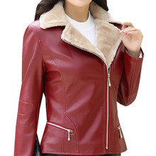 New Winter Women Warm Thick Velvet PU Leather Jacket Zipper Faux Leather Coat Ladies Short Motorcycle Coats Tops Plus Size A1108 2024 - buy cheap