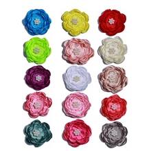 120PCS 9.2CM  Fashion Burned Satin Fabric Flowers With Bead For Clothes Accessory Layered Customize Chiffon Flower For Headband 2024 - buy cheap