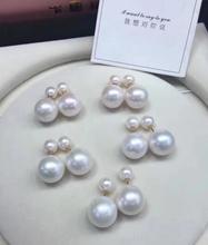 Pendientes de perlas de agua dulce naturales, 6-10mm, blanco de 18K,> 2024 - compra barato