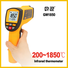Termômetro gm1850c digital, termômetro infravermelho para pistola de temperatura com tela lcd sem contato ir 200 ~ 1850c 80:1 rs232 interface de software cd 2024 - compre barato