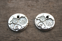 12pcs--Clock Gears charms, Antique silver Round Watch Face Charm Pendants 25mm 2024 - buy cheap