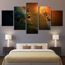 Impresiones en lienzo en HD, carteles para sala de estar, 5 piezas, pinturas de reinas de Egipto, arte de pared Modular, imágenes abstractas, decoración del hogar 2024 - compra barato