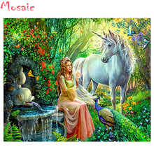 5d Diamond Embroidery DIY Diamond Painting Cross Stitch Kits Elf unicorn Fairy girl scenery 5D Full Diamond Mosaic Home Decor 2024 - buy cheap