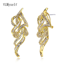 Expensive party earrings micro pave high quality zircon crystal aretes women drop earring White and Gold color luxury Jewelry 2024 - buy cheap