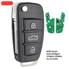 KEYECU MQB Semi-intelligent Modified Remote Key 315MHz / 433MHz A6L use for Audi A3 Model 2024 - buy cheap