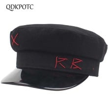 Cap Winter New Women Wool +Pu Leather Patchwork Military Hats Autumn Fashion Outdoor Keep Warm Shopping Flat hat QDKPOTC 2024 - buy cheap