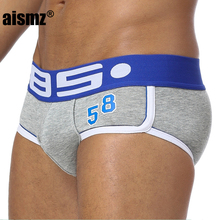 Aismz Homens Marca Carta Impressão Cueca Cuecas Calcinhas de Malha Masculina Sexy Gay penis bolsa Homens Cuecas Cuecas de Algodão Deslizamento calções 2024 - compre barato