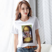 Mona Lisa Cartoon Fun Print T Shirt Spoof Harajuku Vogue Summer Women Clothing 2024 - buy cheap