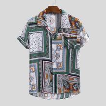 camisas Mens Shirt Summer Vintage Ethnic Printed  Turn Down Collar Short Sleeve Shirt Tops Loose Casual Shirts Men Blouse 2020 2024 - buy cheap