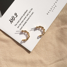 WTLTC массивные C серьги в форме фигурного кольца для женщин однотонные полые цепочки обручи серьги минималистичные витые серьги ювелирные изделия в богемном стиле 2024 - купить недорого