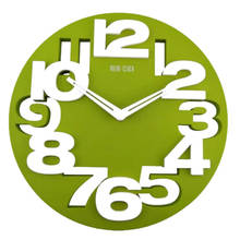 PHFU Novelty Hollow-out 3D Big Digits Kitchen Home Office Decor Round Shaped Wall Clock Art Clock (Green) 2024 - buy cheap