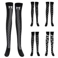 Free shipping Free shipping Halloween Skeleton Long Knee High Socks Costume Masquerade Carnival Cosplay Soft 2024 - buy cheap