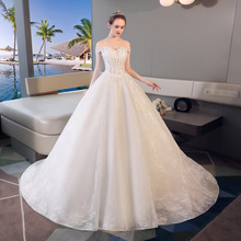 Vestido de baile bordado de marfim, vestido de noiva com mangas curtas de tule, com cordão, para futura esposa, princesa de luxo 2024 - compre barato