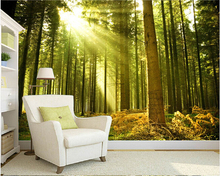 Custom nature wall murals,the sun through the forest wall mural for  the bedroom TV KTV Textile Wallcoverings papel DE parede 2024 - buy cheap