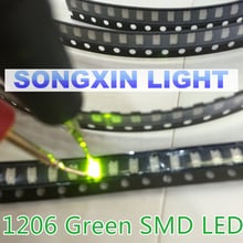Diodos emisores de luz SMD 100, 1206 Uds., Led verde 1206 SMD, superbrillantes, 1206, 560-575nm, 70-2005v, 3,2x1,6mm 2024 - compra barato
