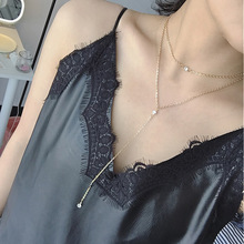 Cheap Marketing 2018 Summer Fashion Style Jewelry Gold Double Necklace Color Crystal Pendant Necklace Women's Chain 2024 - buy cheap