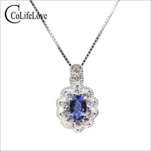 Dazzling tanzanite pendant for wedding 4 mm * 6 mm 0.5 ct natural tanznaite pendant solid 925 silver tanzanite wedding pendant 2024 - buy cheap