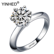 YINHED Luxury White Gold Filled Ring Stamped 18KRGP Engagement Ring 2 Carat Round Cubic Zircon Wedding Rings for Women ZR578 2024 - buy cheap