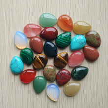 Free shipping 24pcs/lot Wholesale 15x20mm assorted natural stone teardrop CAB CABOCHON beads for DIY jewelry accessories 2024 - buy cheap