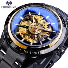 Forsining 2019 Unique Mens Mechanical Watch Automatic Black Steampunk Sport Watches Full Steel Band Wristwatch Relogio Masculino 2024 - buy cheap