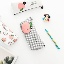 Cute Fruit Pencil Case Etui Peach Pencil Cases Canvas Bags Pen Box For Pencils Korean Stationery School Supplies 2024 - buy cheap