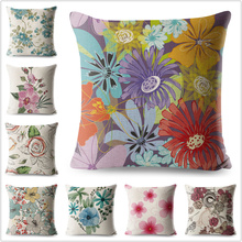 Watercolor Flowers Cushion Cover Decorative Printed Floral Throw Pillow Case Polyester Pillowcase for Sofa Home 45x45cm 2024 - buy cheap