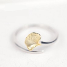 Wholesale Unique Trendy Ginkgo Biloba Adjustable Ring High Quality Design Gold Silver Promise Rings Women Gift Overwatch Aros 2024 - buy cheap