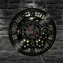  Steampunk Gear Mechanism LED Hanging Lamp Vinyl Record Wall Clock Cogwheels Multi Colors Decorative Lighting 2024 - buy cheap