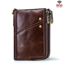 MRF36 Women Men Wallet Genuine Leather Zipper Design Female Short Rfid Purse With ID Card Holder Coin Pockets Mini Wallet 2024 - buy cheap