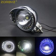 ZORBYZ-Luz LED cromada para motocicleta, Ojo de Ángel, foco de conducción, antiniebla con soporte de montaje para Harley, Bobbers, Choppers personalizados 2024 - compra barato