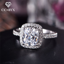 CC обручальные кольца для женщин S925 серебро кубический цирконий прямоугольник белый камень Свадебное обручальное кольцо Бижу Femme CC595 2024 - купить недорого
