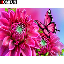 HOMFUN-pintura de diamante redondo/cuadrado completa, cuadro artesanal 5D, "mariposa de flores", 3D bordado de diamantes, punto de cruz, decoración del hogar A20011 2024 - compra barato