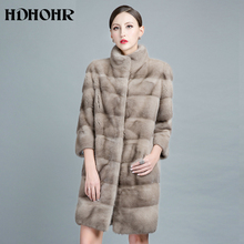 Hdhohr 2021 novos casacos de pele de vison natural para as mulheres reais casacos de pele de vison outwearpark com pele de alta qualidade feminino quente jaqueta de inverno 2024 - compre barato
