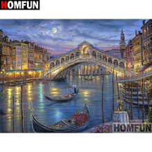 HOMFUN-pintura de diamante redondo/cuadrado completa, cuadro artesanal 5D, bordado 3D de paisaje de puente, punto de cruz, decoración para el hogar 5D A17112 2024 - compra barato