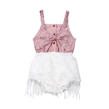New Summer Baby Girls Sleeveless Clothes Lace Tassel Bodysuit Jumpsuit Outfits 2024 - buy cheap
