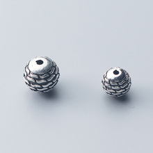 Винтажные круглые геометрические бусины из тайского серебра 925 пробы, 8 мм, 10 мм 2024 - купить недорого