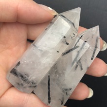 Two Natural Rare Black Tourmaline Crystal Column Magic Wand Point Reiki for Healing stones 2024 - buy cheap