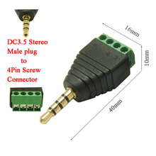 5Pcs free shipping 3.5mm Audio Stereo plug male to 4pin Terminal Block 3.5 Audio Plug Audio Connector Adapter 2024 - buy cheap