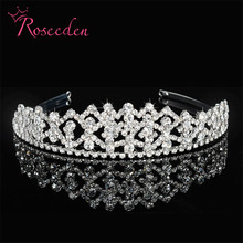 Fashion Korean Clear Crystal Bride Tiara Crown Wedding Bridal Accessories Rhinestone Hair Jewelry  Silver Plated RE102 2024 - buy cheap