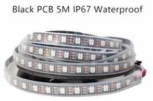 5 m 5 V WS2812B 60LED/M Sonho Cor RGB Pixel Tira CONDUZIDA PCB Preto, embutido WS2811 IC IP67 Individualmente Endereçável à prova d' água
