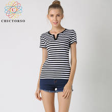 Chictorso Plus Size S-6XL Cotton Striped T-shirts Women Short Sleeve T shirt Summer Tshirt Tops Pullovers Korean Tee Shirt Femme 2024 - buy cheap