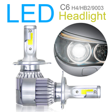 2 Pcs H4 / HB2 / 9003 C6 COB LED Car Headlight Kit 10800LM 6000K White Light 120W Hi / Lo Light Turbo Car Light Bulbs 2024 - buy cheap