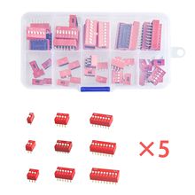 45PCS/LOT Dip Switch Kit In Box 1 2 3 4 5 6 7 8 9Way 2.54mm Toggle Switch Red Snap Switches Mixed Kit Each 5PCS Combination Set 2024 - buy cheap