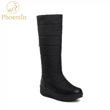 Phoentin-botas de neve femininas, sapatos na moda de inverno, com ponta redonda, meio da panturrilha, ft557, preto, novo, 2019 2024 - compre barato