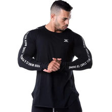 Mens Skinny Long sleeve Shirts Casual Fashion Printed T-Shirt Male Gyms Fitness Workout Black Tee shirt Tops Crossfit Clothing 2024 - buy cheap