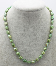 wow! freshwater pearl green  baroque 7-9mm necklace 16" nature 2024 - buy cheap