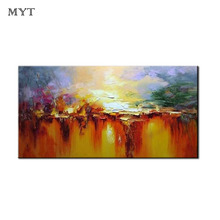 Handmade thick knife Abstract forest sunrise landscape Oil Painting On Canvas Wall Art Pictures For Live Room Home Decor Unframe 2024 - buy cheap