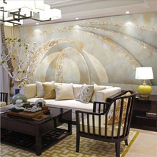 Beibehand-papel de parede personalizado, 3d, material de mármore, tv, sofá, plano de fundo, parede, espaço estéreo, mural, 3d 2024 - compre barato